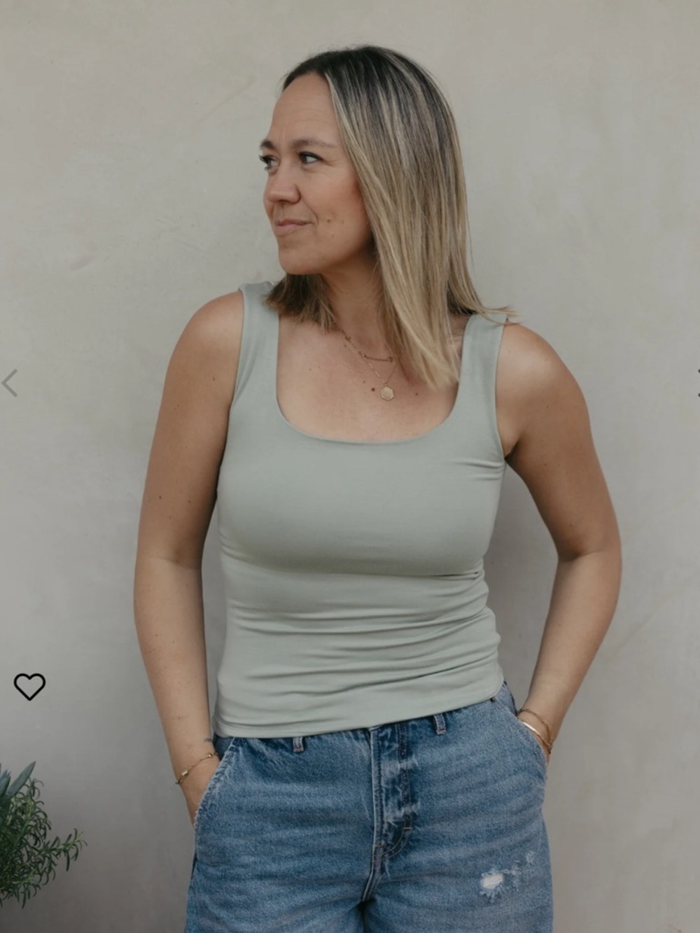 Carly Jean Los Angeles Sage Green Rachel Scoop Neck Tank